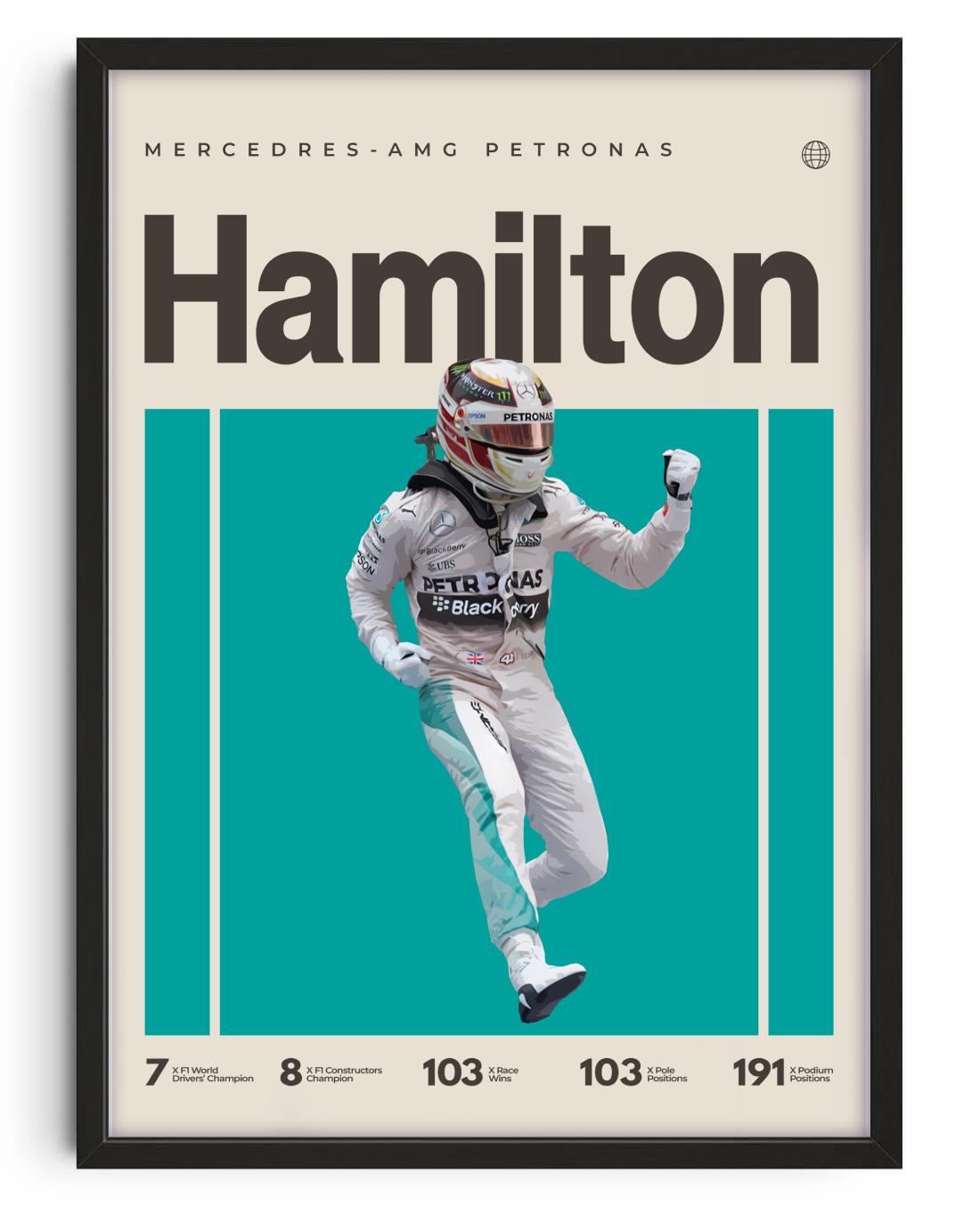 Poster Lewis Hamilton Su Tela - Ritratto Pilota F1, Decorazione Parete 20x30 Cm, Regalo Per Appassionati