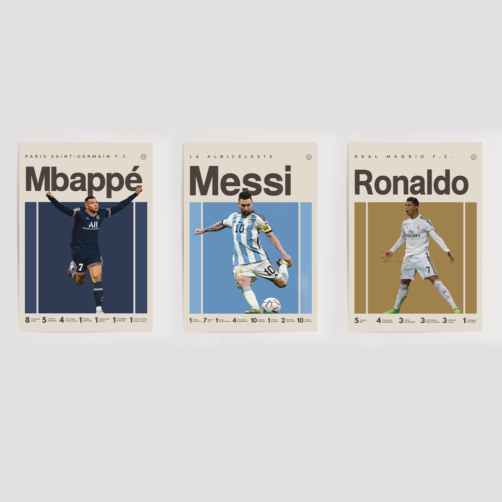 Messi, Mbappe, Ronaldo Bundle (Set of 3)