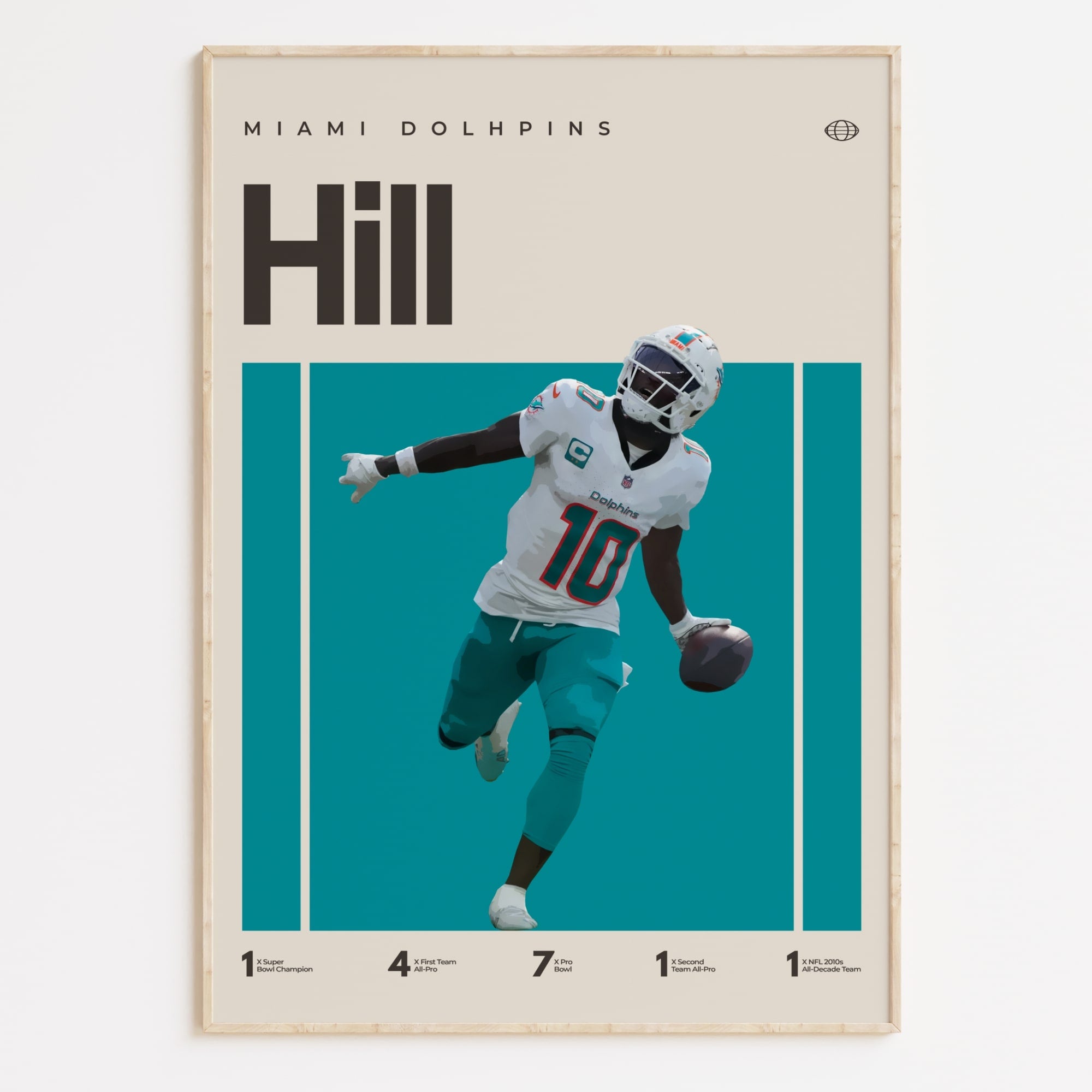 Tyreek Hill Poster, Miami Dolphins