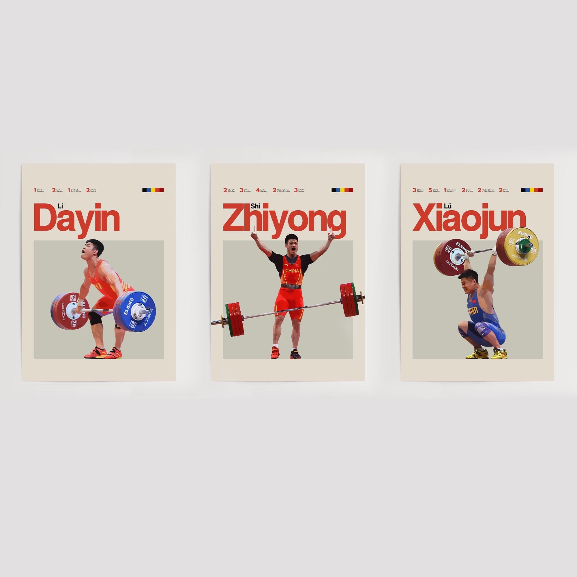 Team China Weightlifting (Set of 3)