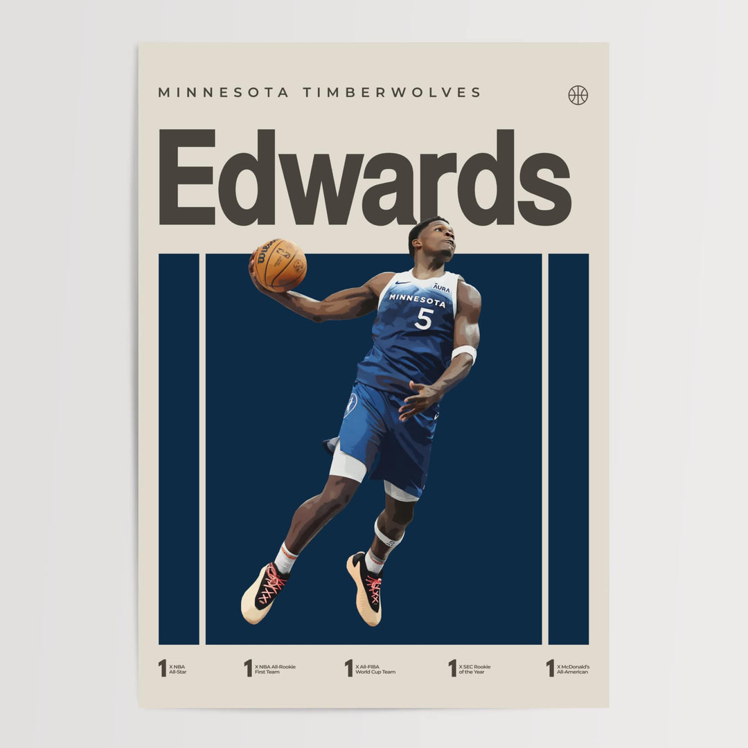 Anthony Edwards Poster - Minnesota Timberwolves Print | BigWeekend ...