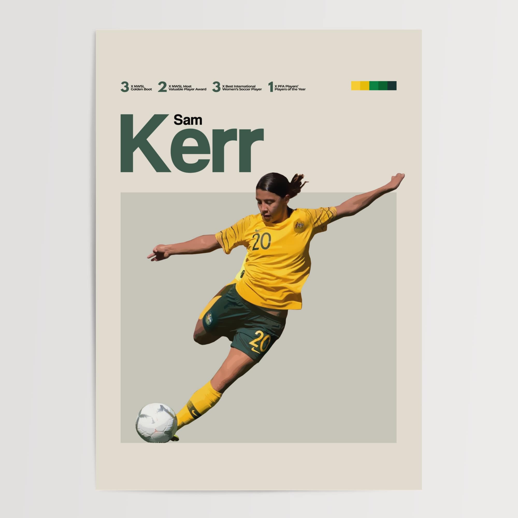Sam Kerr Number Poster Celebrate Australia's Soccer Star – BigWeekend Store – Big Weekend