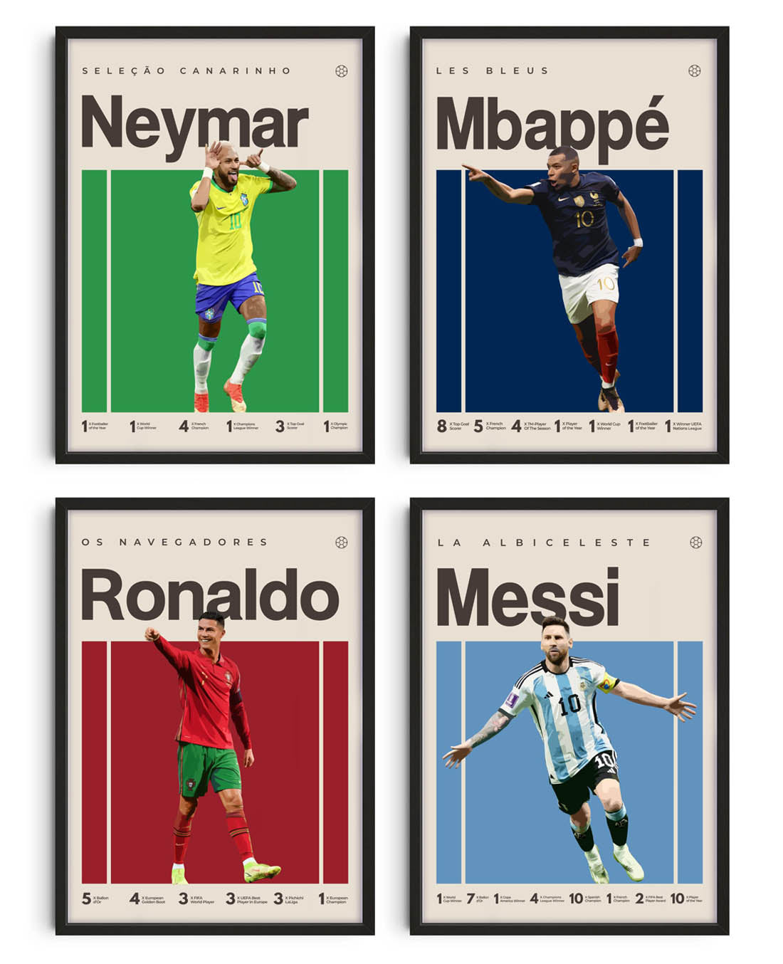 Mbappe Ronaldo Messi Neymar Poster Bundler, on sale Soccer Art Print, Football Poster